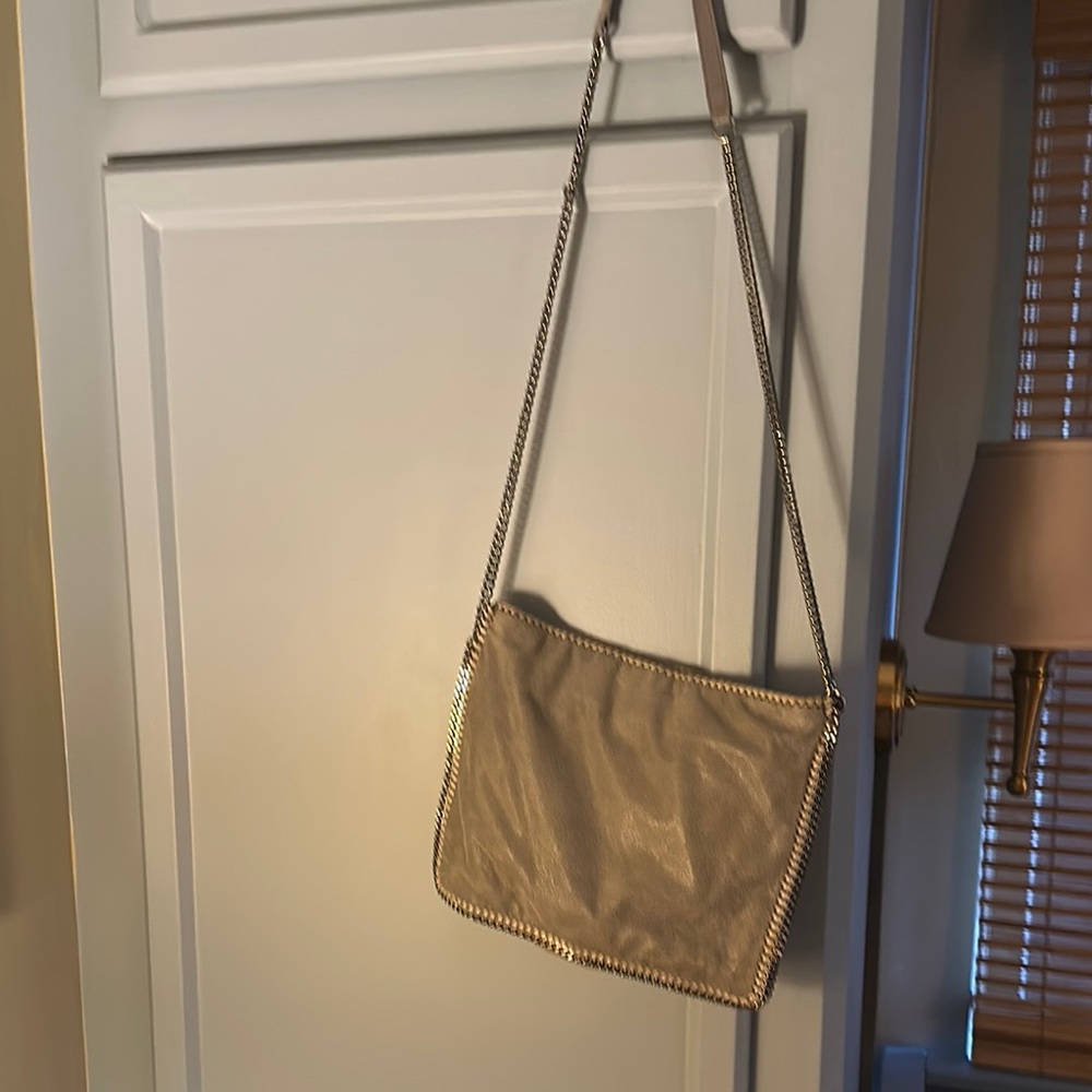 Stella McCartney Beige Crossbody Bag with Chain Trim